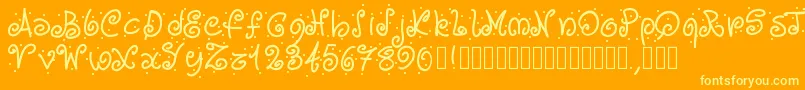 Pwcurvesanddots-Schriftart – Gelbe Schriften auf orangefarbenem Hintergrund
