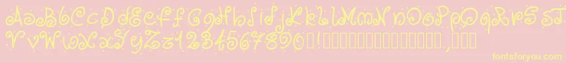 Pwcurvesanddots-Schriftart – Gelbe Schriften auf rosa Hintergrund