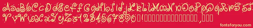Pwcurvesanddots Font – Yellow Fonts on Red Background