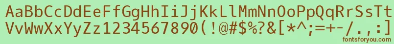 フォントOxygenmonoRegular – 緑の背景に茶色のフォント