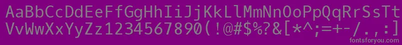 Więcej informacji o czcionce OxygenmonoRegular Czcionka OxygenmonoRegular – szare czcionki na fioletowym tle