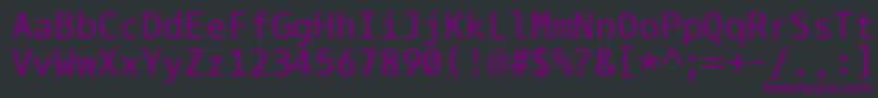 Czcionka OxygenmonoRegular – fioletowe czcionki na czarnym tle