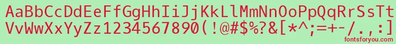 Czcionka OxygenmonoRegular – czerwone czcionki na zielonym tle