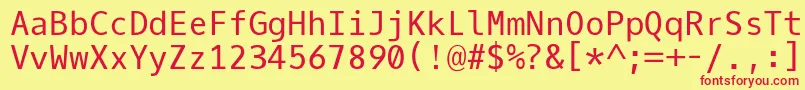 Czcionka OxygenmonoRegular – czerwone czcionki na żółtym tle