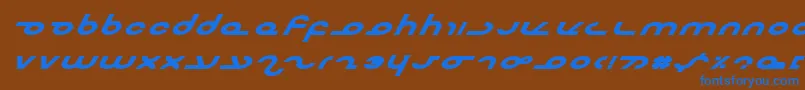 Masterebi-Schriftart – Blaue Schriften auf braunem Hintergrund