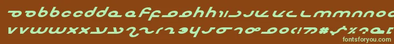 フォントMasterebi – 緑色の文字が茶色の背景にあります。