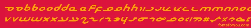 フォントMasterebi – 赤い背景にオレンジの文字