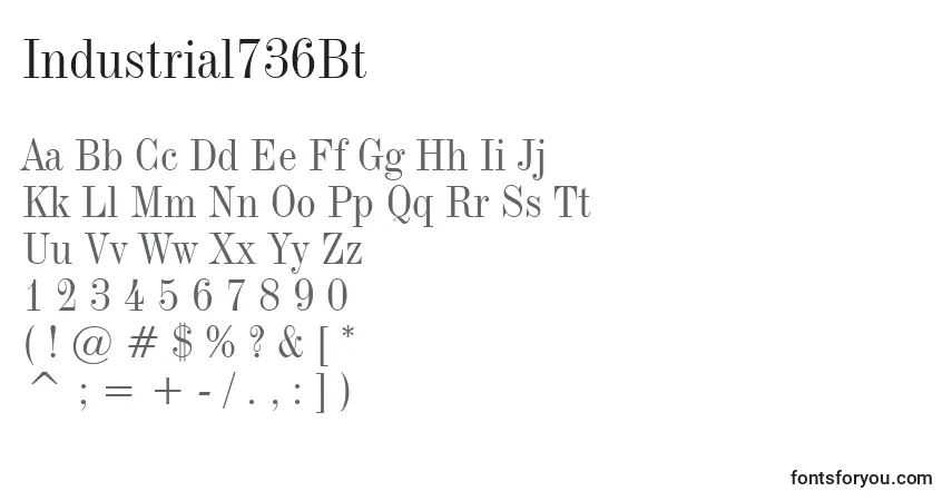 Schriftart Industrial736Bt – Alphabet, Zahlen, spezielle Symbole