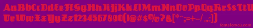 フォントLouisiannecontour – 紫の背景に赤い文字