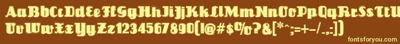 Louisiannecontour-fontti – keltaiset fontit ruskealla taustalla