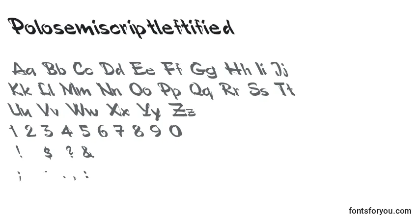 A fonte Polosemiscriptleftified – alfabeto, números, caracteres especiais