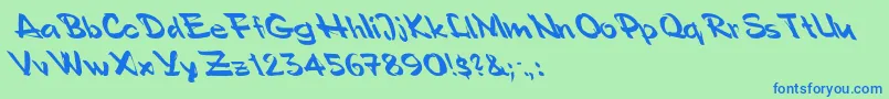 Polosemiscriptleftified Font – Blue Fonts on Green Background