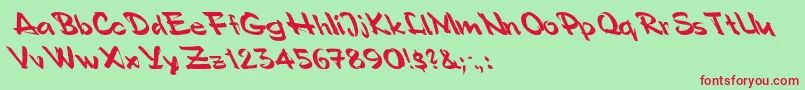 Polosemiscriptleftified Font – Red Fonts on Green Background