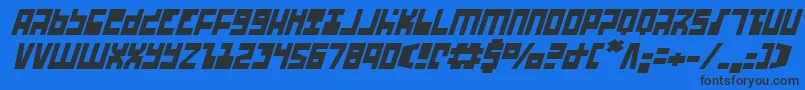 Шрифт UfoHunterItalic – чёрные шрифты на синем фоне