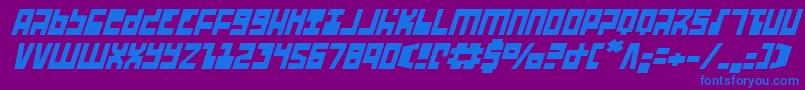 UfoHunterItalic Font – Blue Fonts on Purple Background