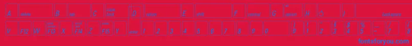 Keyfontdeutsch-Schriftart – Blaue Schriften auf rotem Hintergrund