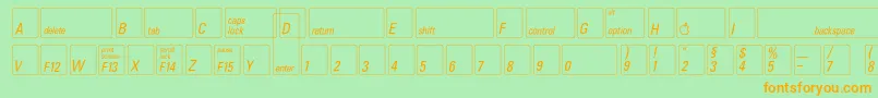 フォントKeyfontdeutsch – オレンジの文字が緑の背景にあります。