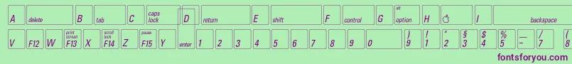 Fonte Keyfontdeutsch – fontes roxas em um fundo verde