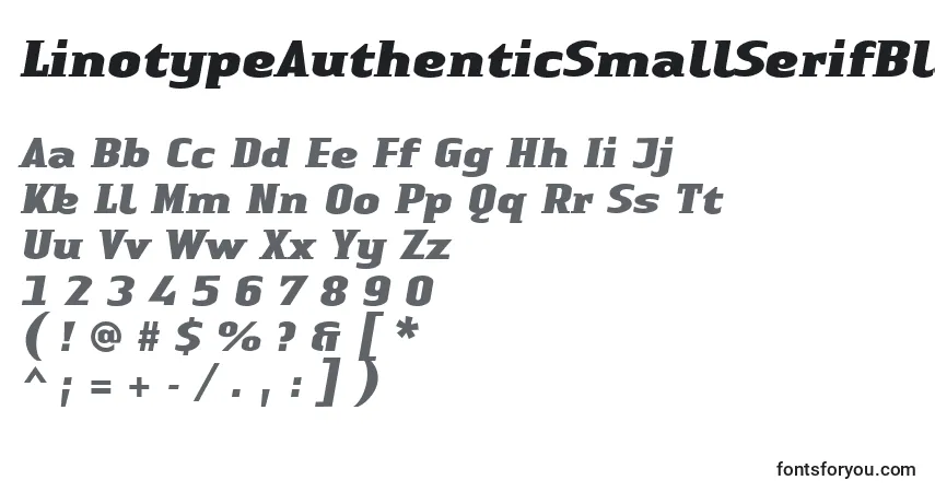 Schriftart LinotypeAuthenticSmallSerifBlackit – Alphabet, Zahlen, spezielle Symbole