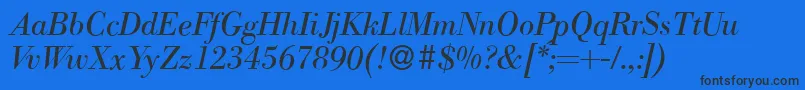 ModernbodoniItalic Font – Black Fonts on Blue Background
