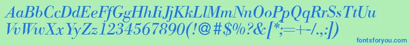 ModernbodoniItalic Font – Blue Fonts on Green Background