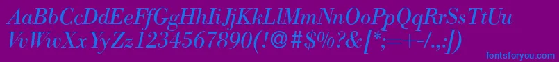 ModernbodoniItalic-fontti – siniset fontit violetilla taustalla