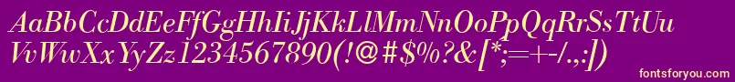 ModernbodoniItalic Font – Yellow Fonts on Purple Background