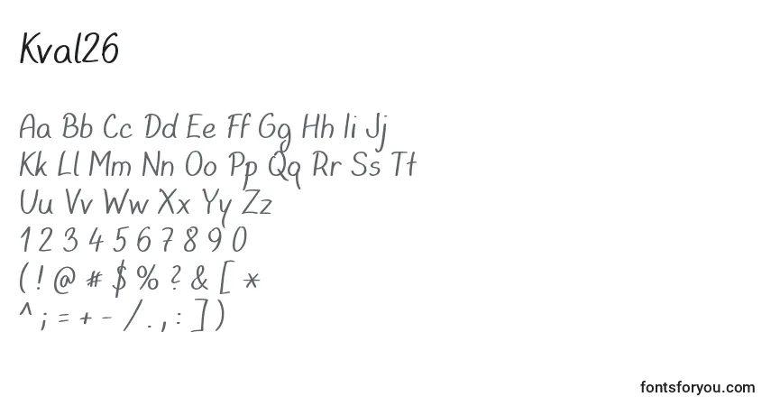 Schriftart Kval26 – Alphabet, Zahlen, spezielle Symbole