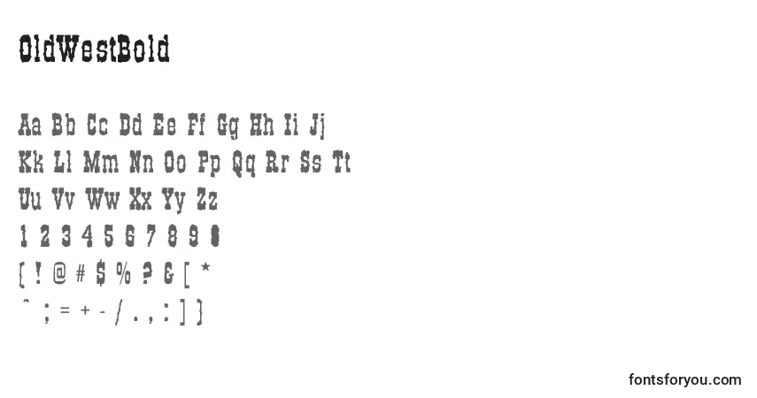 A fonte OldWestBold – alfabeto, números, caracteres especiais