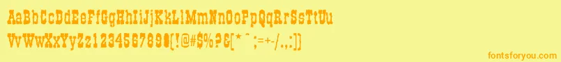 フォントOldWestBold – オレンジの文字が黄色の背景にあります。