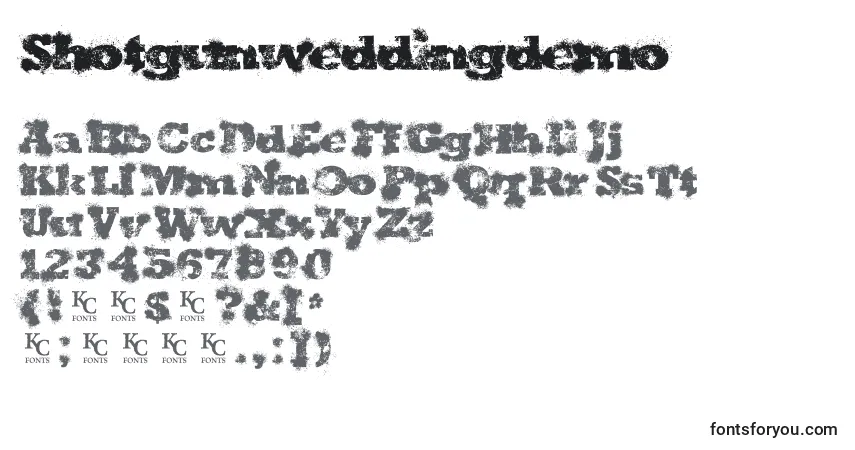 A fonte Shotgunweddingdemo – alfabeto, números, caracteres especiais