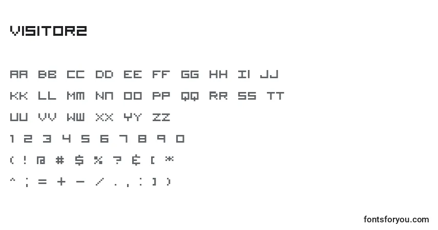 Visitor2-fontti – aakkoset, numerot, erikoismerkit
