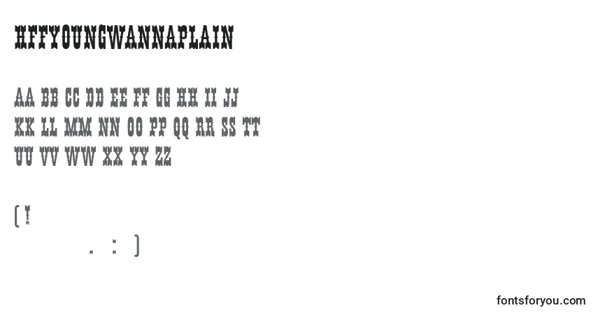 A fonte HffYoungWannaPlain – alfabeto, números, caracteres especiais