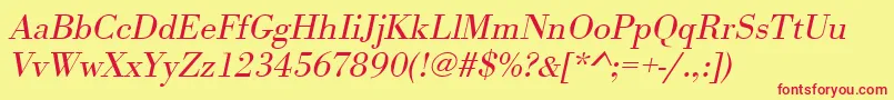 UrwbodonitligwidOblique Font – Red Fonts on Yellow Background
