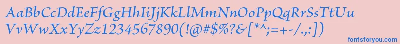 BriosoproMediumit Font – Blue Fonts on Pink Background