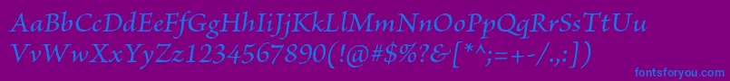 BriosoproMediumit Font – Blue Fonts on Purple Background