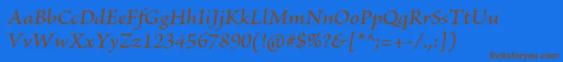 BriosoproMediumit Font – Brown Fonts on Blue Background