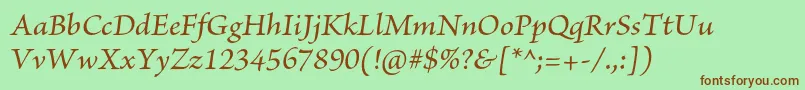 BriosoproMediumit Font – Brown Fonts on Green Background