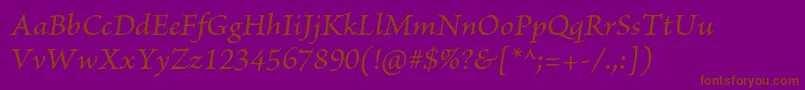 BriosoproMediumit Font – Brown Fonts on Purple Background