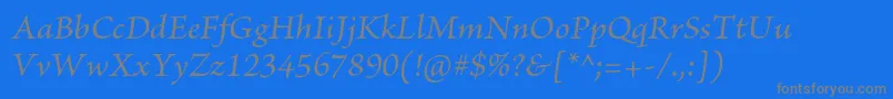 BriosoproMediumit-fontti – harmaat kirjasimet sinisellä taustalla
