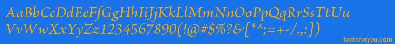 BriosoproMediumit Font – Orange Fonts on Blue Background