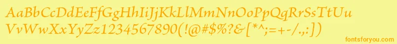 BriosoproMediumit Font – Orange Fonts on Yellow Background