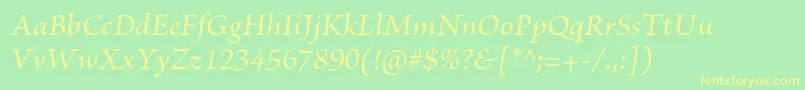 BriosoproMediumit Font – Yellow Fonts on Green Background