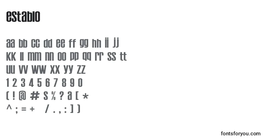 Schriftart Establo – Alphabet, Zahlen, spezielle Symbole