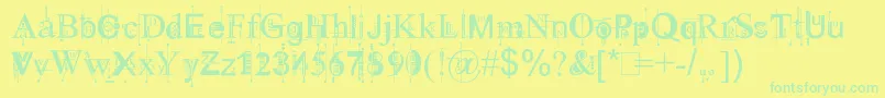 Fonte Kingthings Piquenmeex – fontes verdes em um fundo amarelo