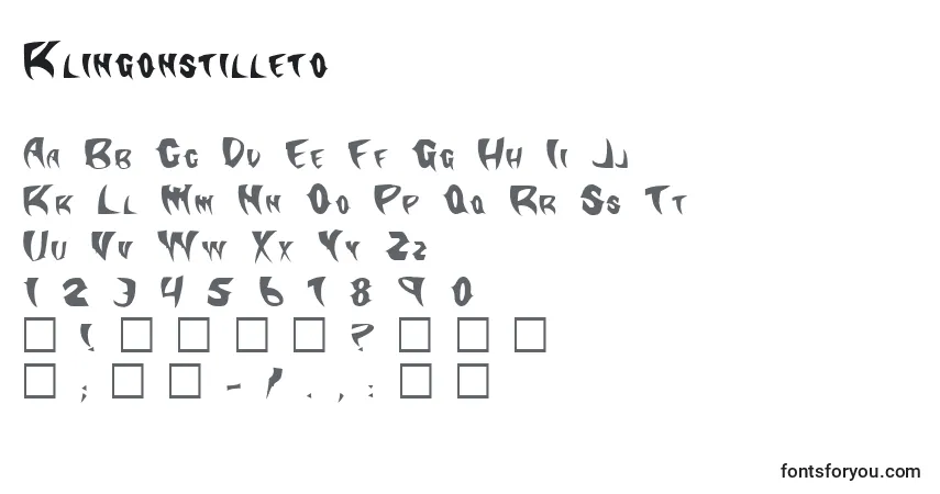 A fonte Klingonstilleto – alfabeto, números, caracteres especiais