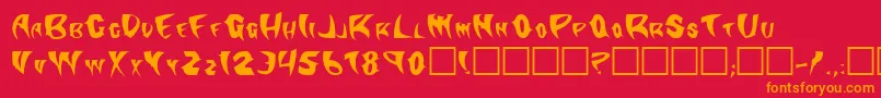 Klingonstilleto-Schriftart – Orangefarbene Schriften auf rotem Hintergrund