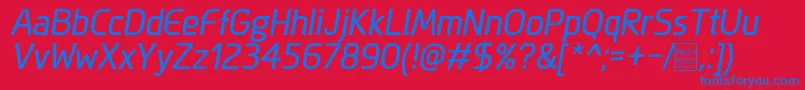 MegiSansItalicDemo Font – Blue Fonts on Red Background