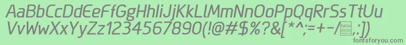 MegiSansItalicDemo Font – Gray Fonts on Green Background