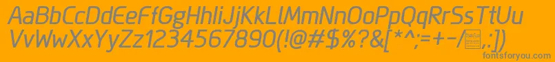 Fonte MegiSansItalicDemo – fontes cinzas em um fundo laranja
